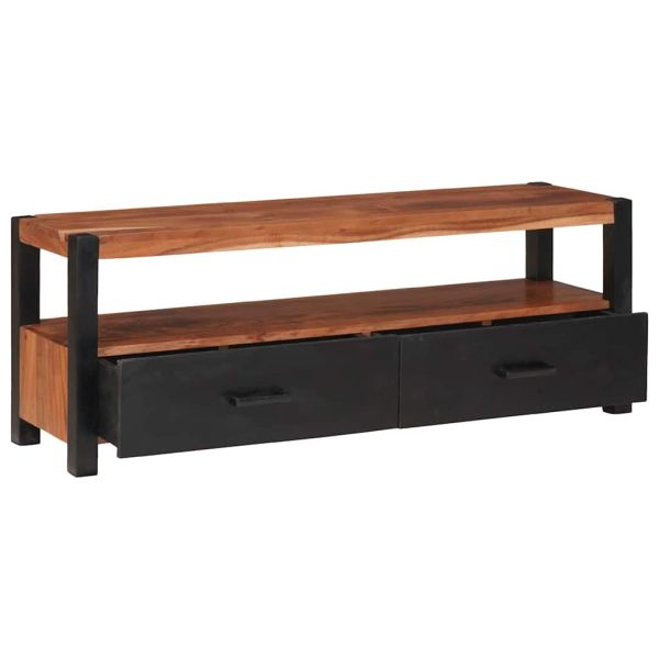 Шкаф за медийно съхранение с рафт Кафяво Акациево дърво масив