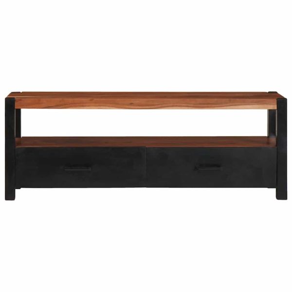 Шкаф за медийно съхранение с рафт Кафяво Акациево дърво масив