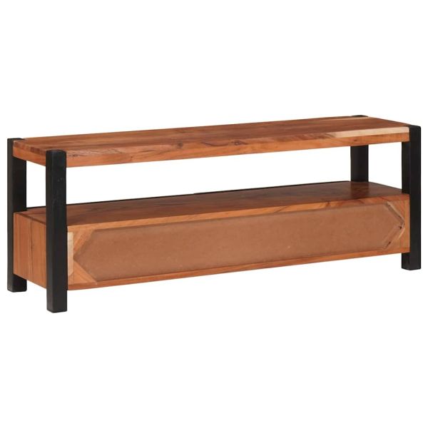 Шкаф за медийно съхранение с рафт Кафяво Акациево дърво масив