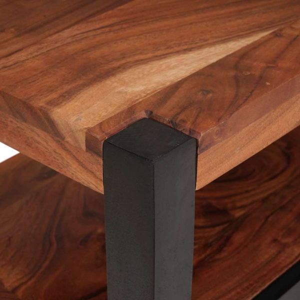 Шкаф за медийно съхранение с рафт Кафяво Акациево дърво масив