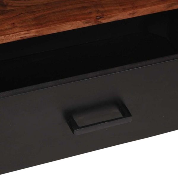 Шкаф за медийно съхранение с рафт Кафяво Акациево дърво масив