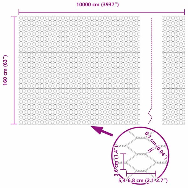 Шестоъгълна ограда Сив 1,6 x 100 m ПВЦ