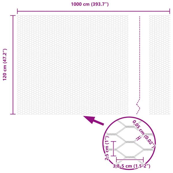 Шестоъгълна ограда Сребрист 1,2 x 10 m Поцинкована стомана