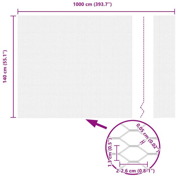 Шестоъгълна ограда Сребрист 1,4 x 10 m Поцинкована стомана