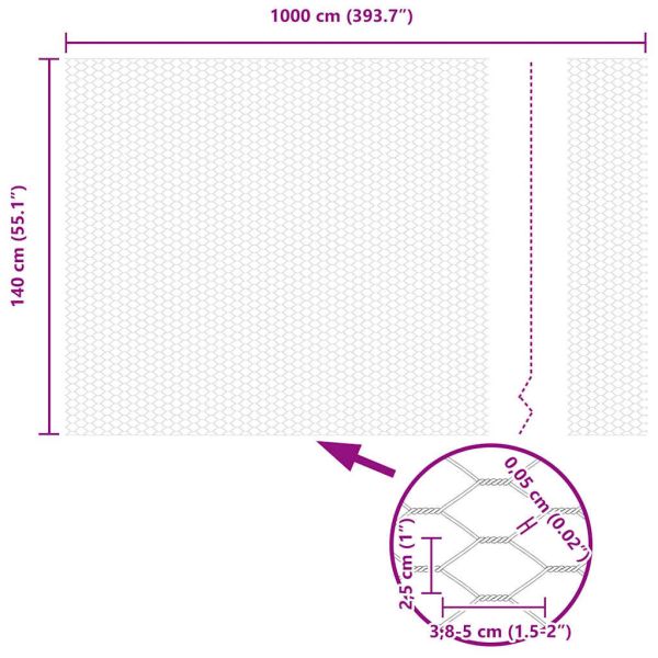 Шестоъгълна ограда Сребрист 1,4 x 10 m Поцинкована стомана