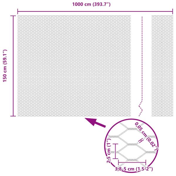 Шестоъгълна ограда Сребрист 1,5 x 10 m Поцинкована стомана