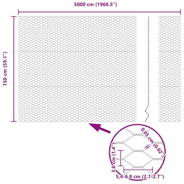 Шестоъгълна ограда Сребрист 1,5 x 50 m Поцинкована стомана