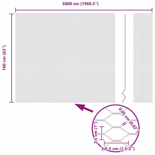 Шестоъгълна ограда Сребрист 1,6 x 50 m Поцинкована стомана