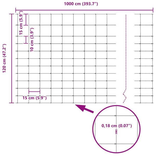 Ограда за пасища Сив 1.2 x 10 m Стомана