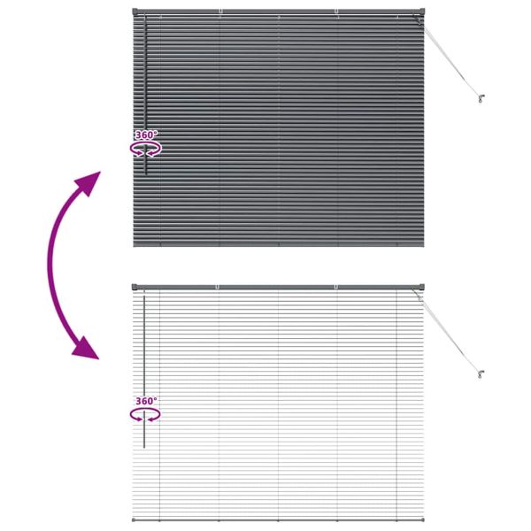 Щора за прозорец С завеси Тъмносив Алуминий