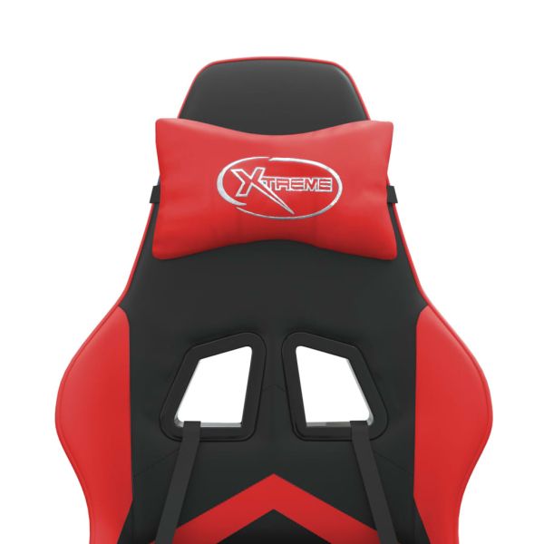 Гейминг стол с опора, черно и червено, изкуствена кожа