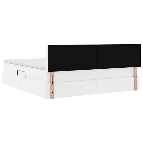 Легло с място за съхранение и LED Чисто бяло 160 x 200 cm