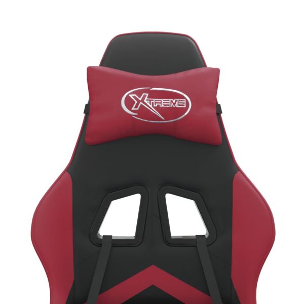 Въртящ гейминг стол с подложка черно-червен изкуствена кожа