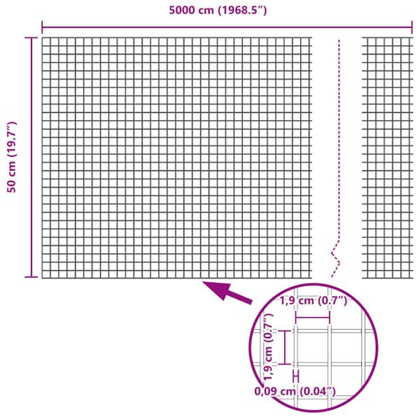 Заварена мрежа ограда Сив 0.5 x 50 м