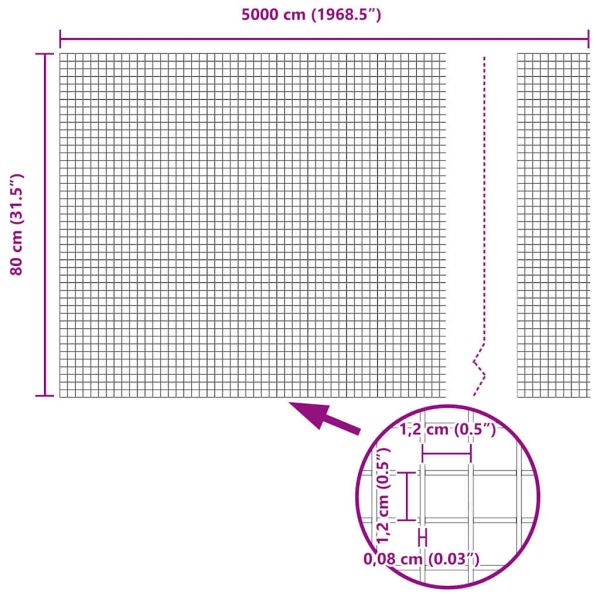 Заварена мрежа ограда Сив 0.8 x 50 м