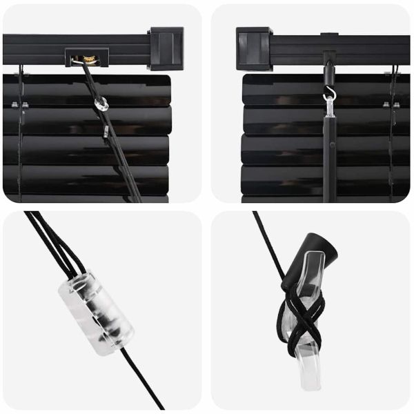 Вертикални щори С завеси Черно 130 x 80 см Алуминий