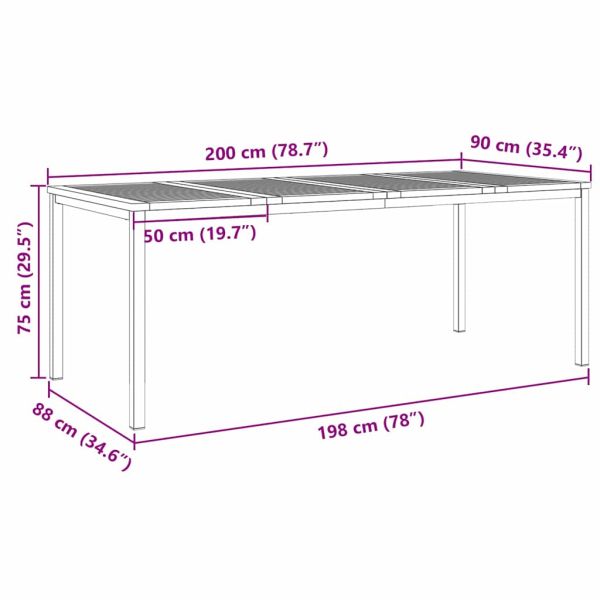 Масазахранене Кафяво 200 x 90 x 75 cm Солидно акациево дърво