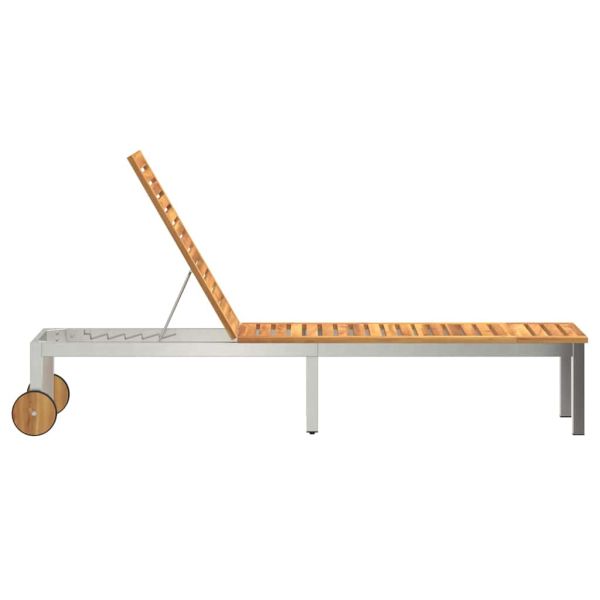 Шезлонг Кафяво 207 x 58 x 35 см Масивна акациева дървесина