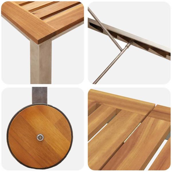 Шезлонг Кафяво 207 x 58 x 35 см Масивна акациева дървесина