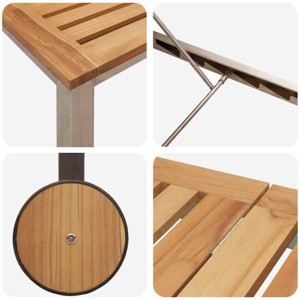 Шезлонг Кафяво 207 x 58 x 35 см Масивна акациева дървесина