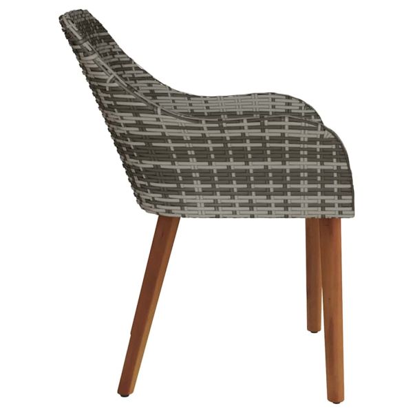 Градински стол 2 pcs Сив 55 x 62.5 x 82см полиратан