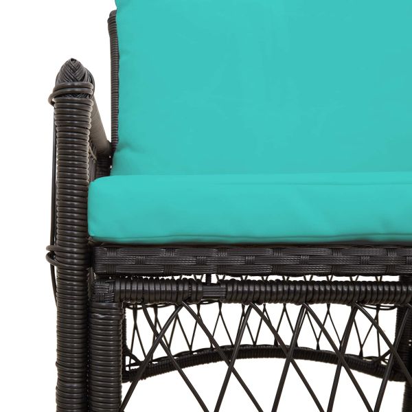 Градински стол с възглавница Черно 73 x 61 x 77 см полиратан