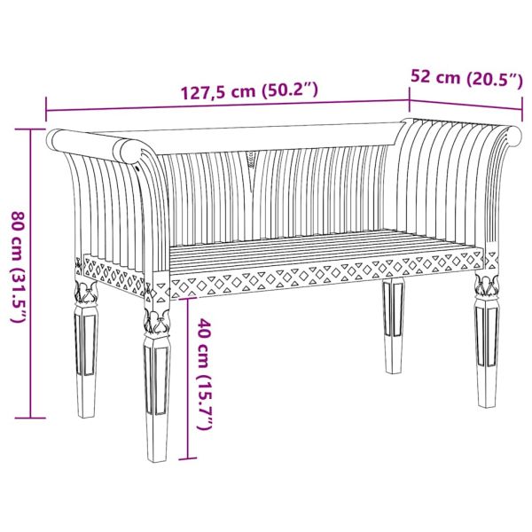 Пейка Кафяво 127,5 x 52 x 80 см Масивна тикова дървесина