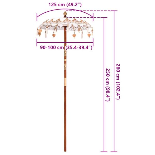 Балийски Парасол Крем 95 x 95 x 260 см