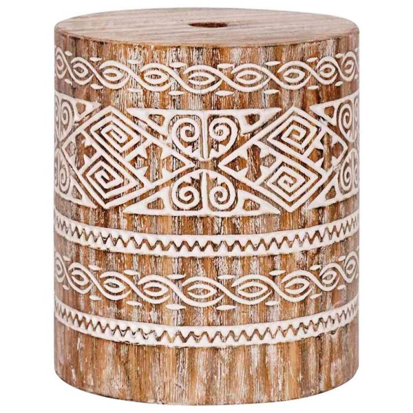 Основа за чадър Бял измит Ø34 x 40 см Масивно дърво