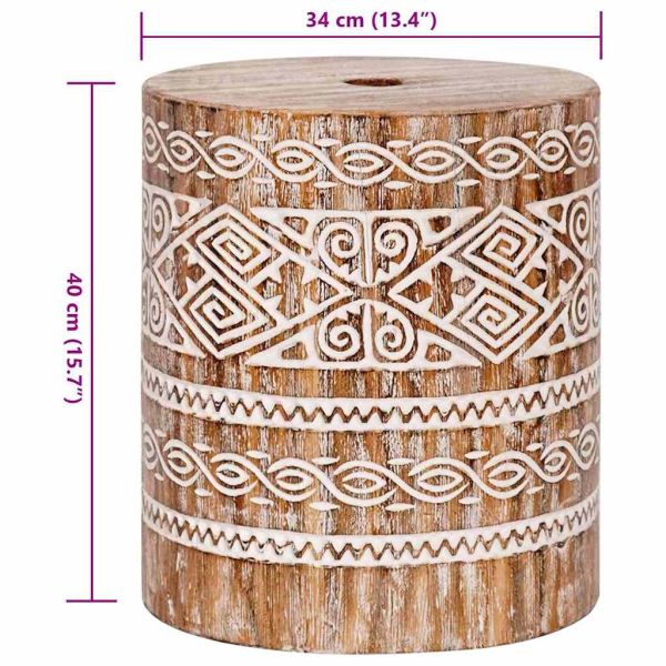 Основа за чадър Бял измит Ø34 x 40 см Масивно дърво