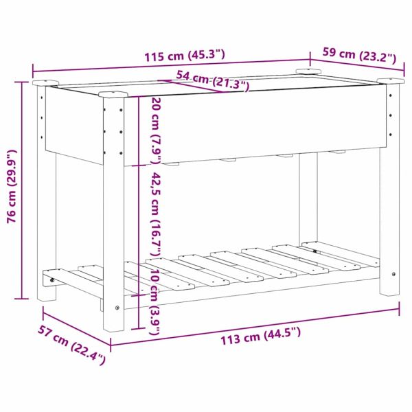 Градинска саксия Бежово 115 x 59 x 76,5 см Солидно ела дърво