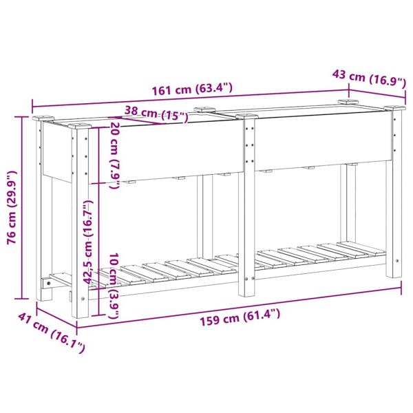Градинска саксия Бежово 161 x 43 x 76,5 см Солидно ела дърво