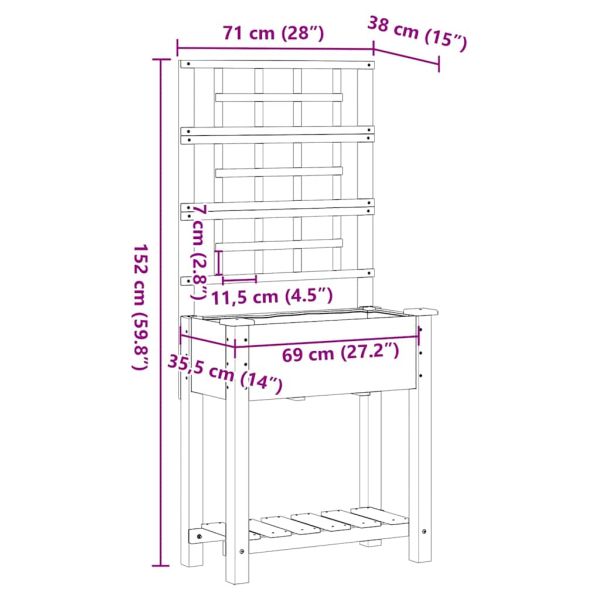 Градинска саксия Бежово 71 x 38 x 152 см Солидно ела дърво