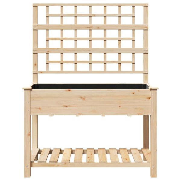 Градинска саксия Бежово 115 x 60,5 x 153 см Солидно ела дърво