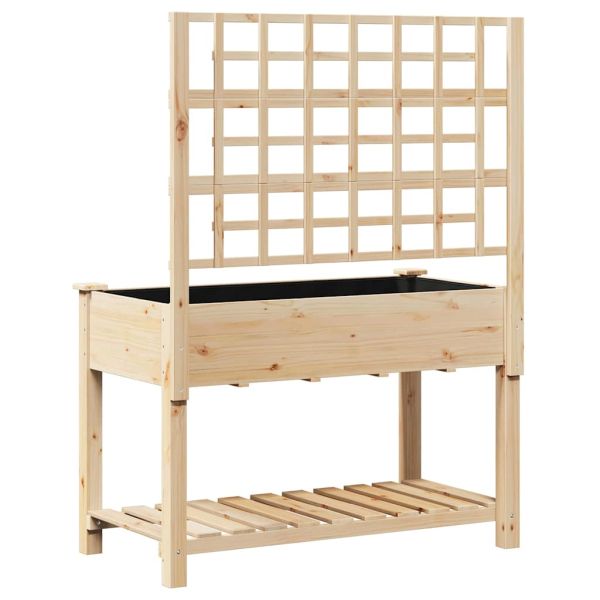 Градинска саксия Бежово 115 x 60,5 x 153 см Солидно ела дърво