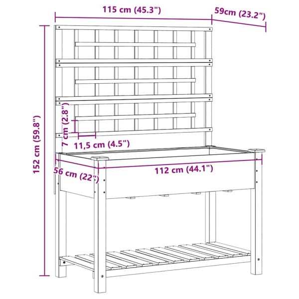 Градинска саксия Бежово 115 x 60,5 x 153 см Солидно ела дърво