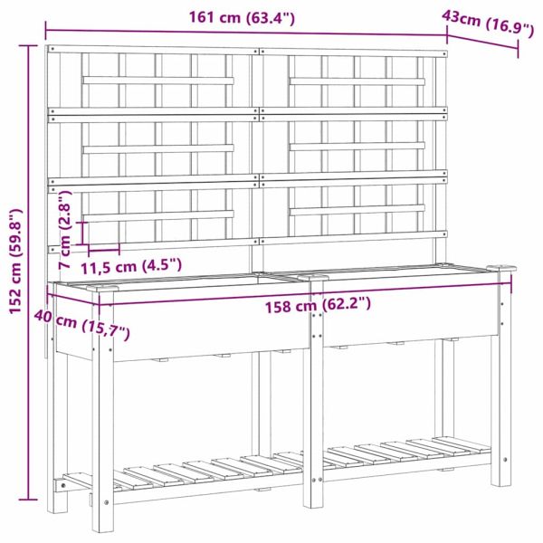Градинска саксия Бежово 161 x 46 x 152,5 см Солидно ела дърво