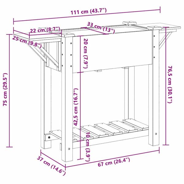 Градинска саксия Бежово 111 x 37 x 76,5 см Солидно ела дърво