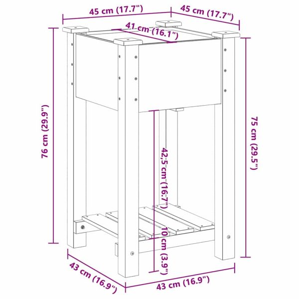 Градинска саксия Бежово 45 x 45 x 76,5 см Солидно ела дърво