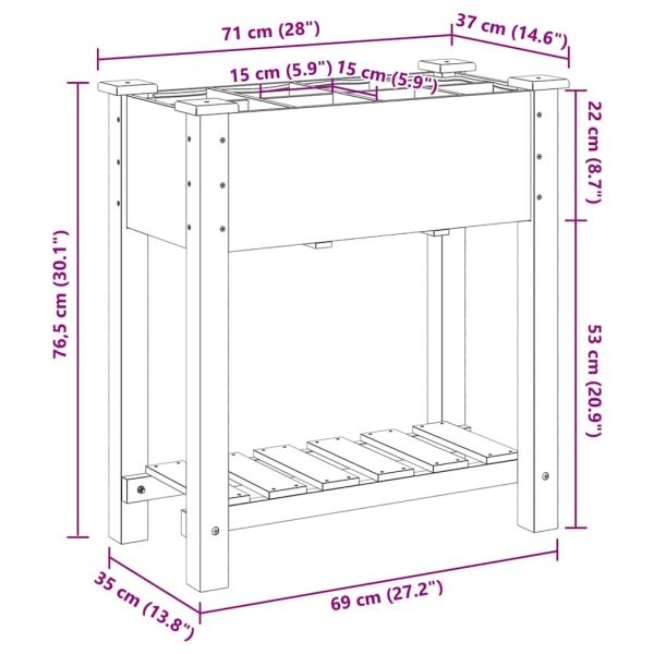 Градинска саксия Бежово 71 x 37 x 76,5 см Солидно ела дърво