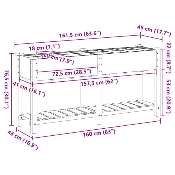 Градинска саксия Бежово 161,5 x 45 x 76,5 см Солидно ела дърво