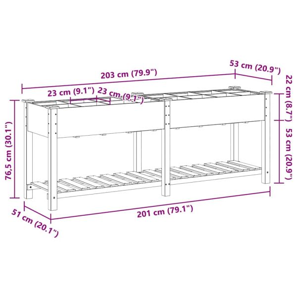 Градинска саксия Бежово 203,5 x 53 x 76,5 см Солидно ела дърво