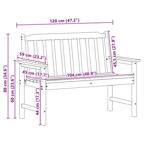 Градинска пейка Черно 120 x 59 x 88 см HDPE