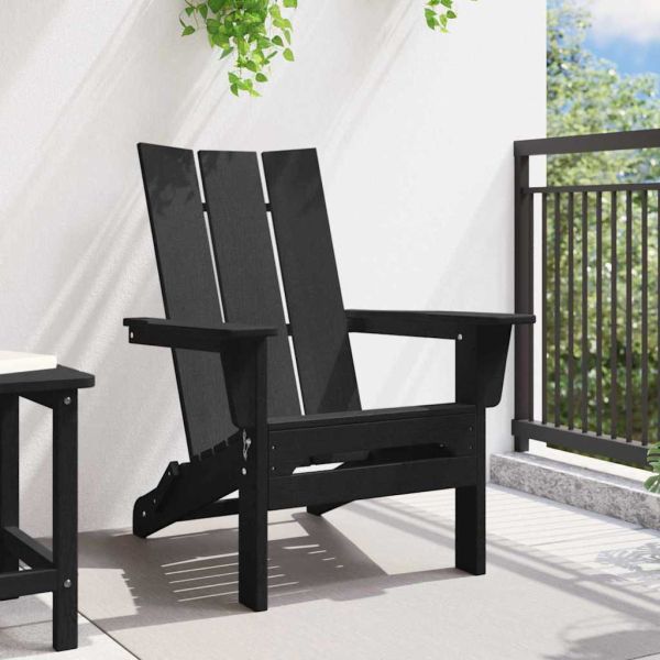Сгъваем Adirondack стол Черно 74.5 x 80.5 x 90 см HDPE