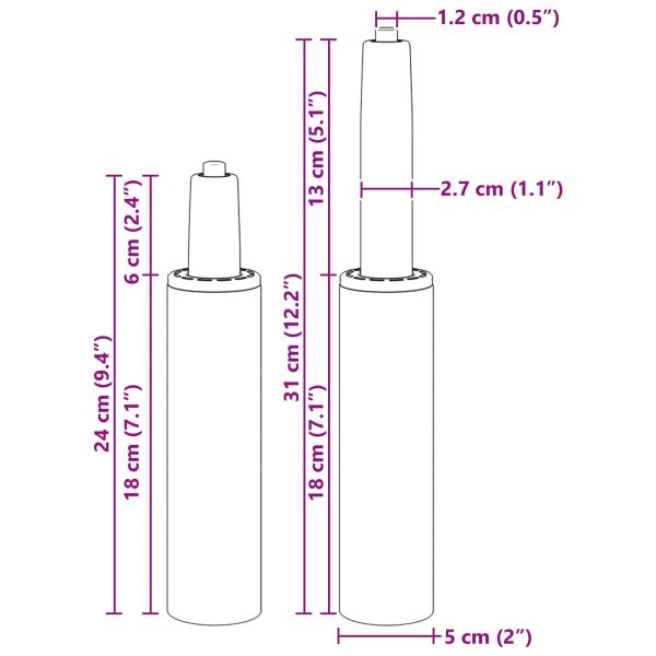Газов цилиндър за офис стол Черно 239-309 мм Желязо