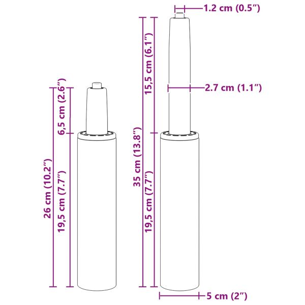 Газов цилиндър за офис стол Черно 9 cm Желязо