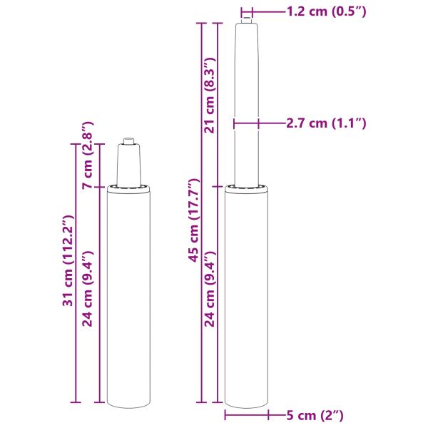Газов цилиндър за офис стол Черно 14 cm Желязо
