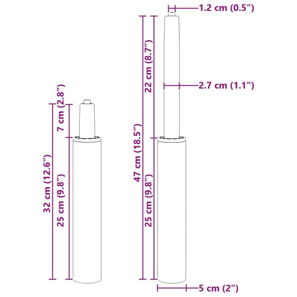 Газов цилиндър за офис стол Черно 15,5 см Желязо
