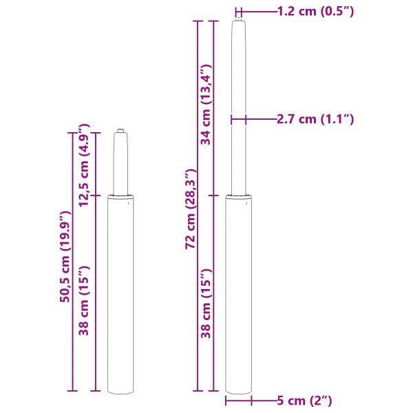 Газов цилиндър за офис стол Хром 21,5 см Желязо