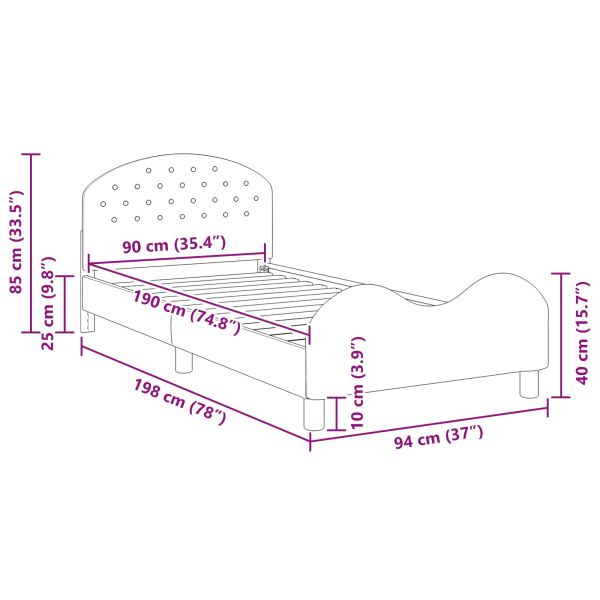Легло за деца с табла с таблото Розово 90 x 190 cm Кадифе